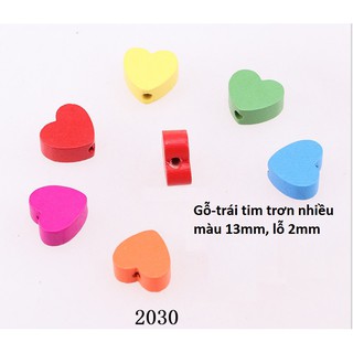 10 trái tim gỗ 13mm nhiều màu trơn MH 2030 làm đồ chơi, trang trí diy