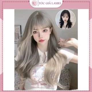 Tóc giả nữ nguyên đầu xoăn trắng bạch kim hàng cao cấp tặng lưới đội tóc