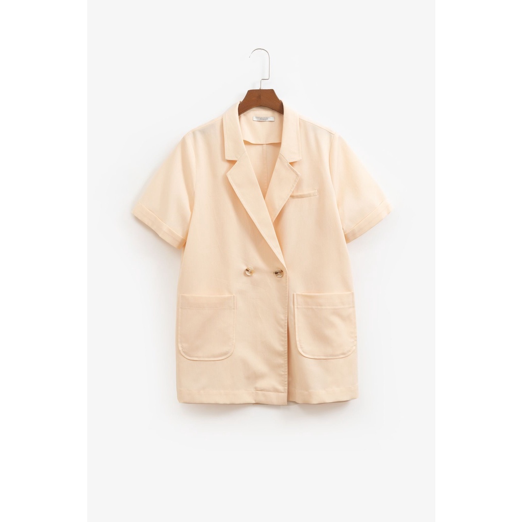 Áo blazer ngắn tay vải linen kèm đai eo MADELEN