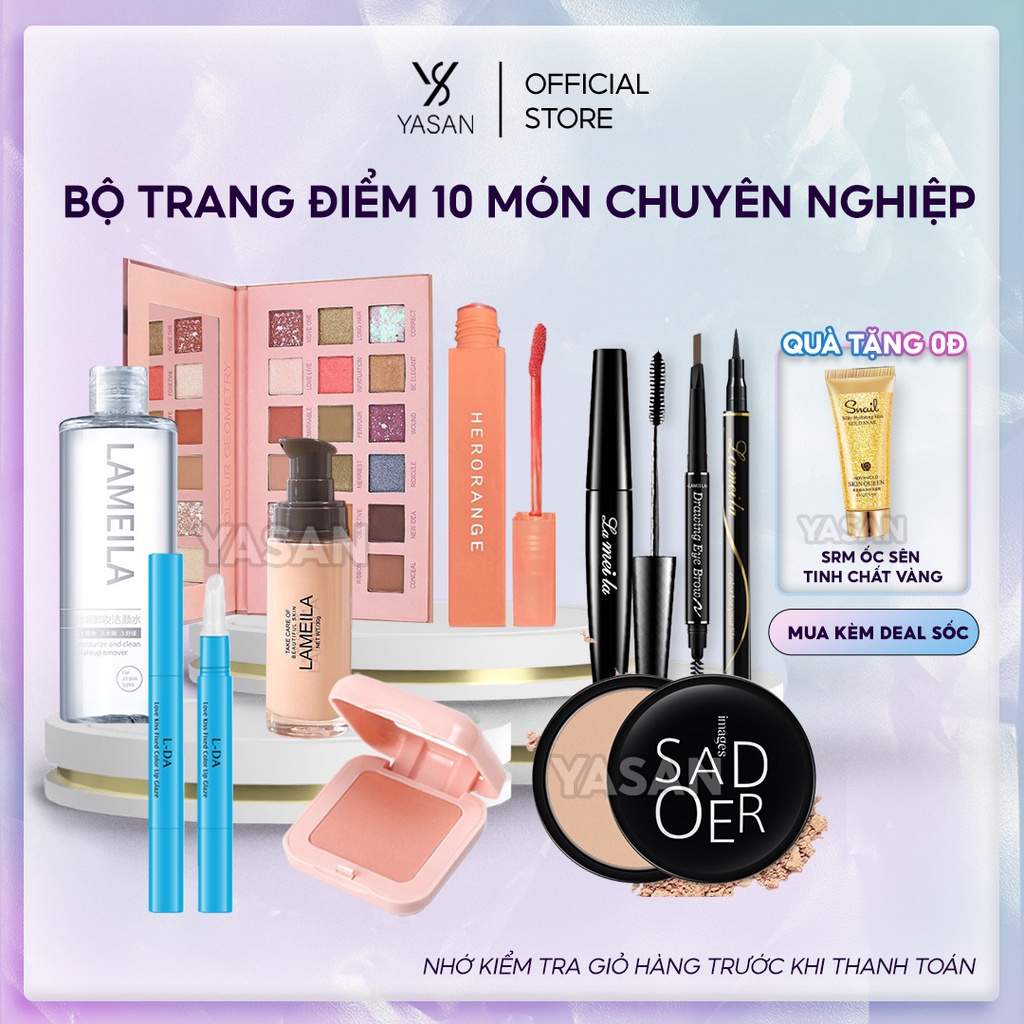 Bộ trang điểm cao cấp 10 món makeup chuyên nghiệp siêu xịn bảng màu thời thượng hottrend Yasan