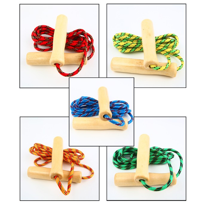 Dây nhảy dây tập thể dục 2m cán gỗ ( Màu ngẫu nhiên )