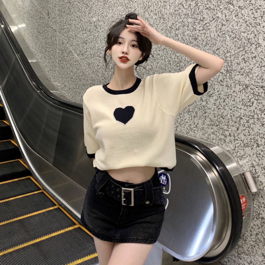 Áo Thun Tay Ngắn Dáng Rộng Thiết Kế Ngọt Ngào Thời Trang Cho Nữ