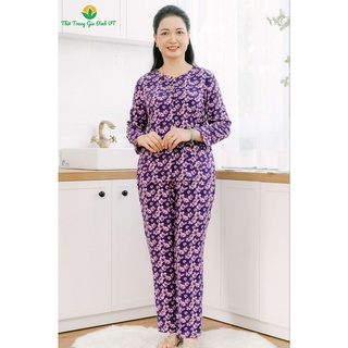 Bộ lanh việt thắng quần dài áo dài tay họa tiết nhí