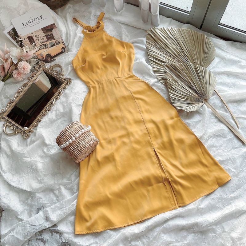 THIẾT KẾ ĐẦM VÀNG CỔ YẾM XẺ ĐÙI♥VIDEO THẬT SHOP QUAY DMX12 XINH | BigBuy360 - bigbuy360.vn