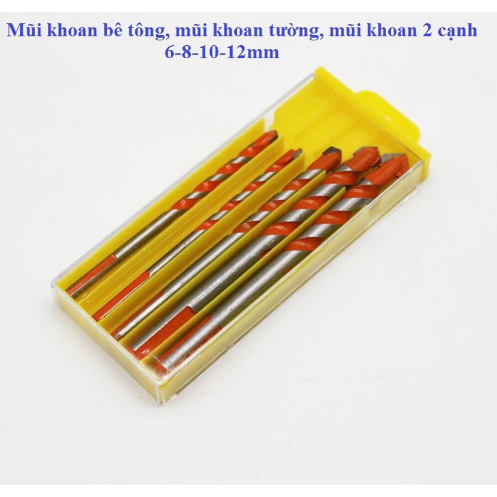 3 mũi khoan 6-8-10 mũi khoan gạch men, đá, bê tông, kính, nhôm, tấm sắt, gỗ... Lưỡi làm bằng hợp kim với độ cứng cao