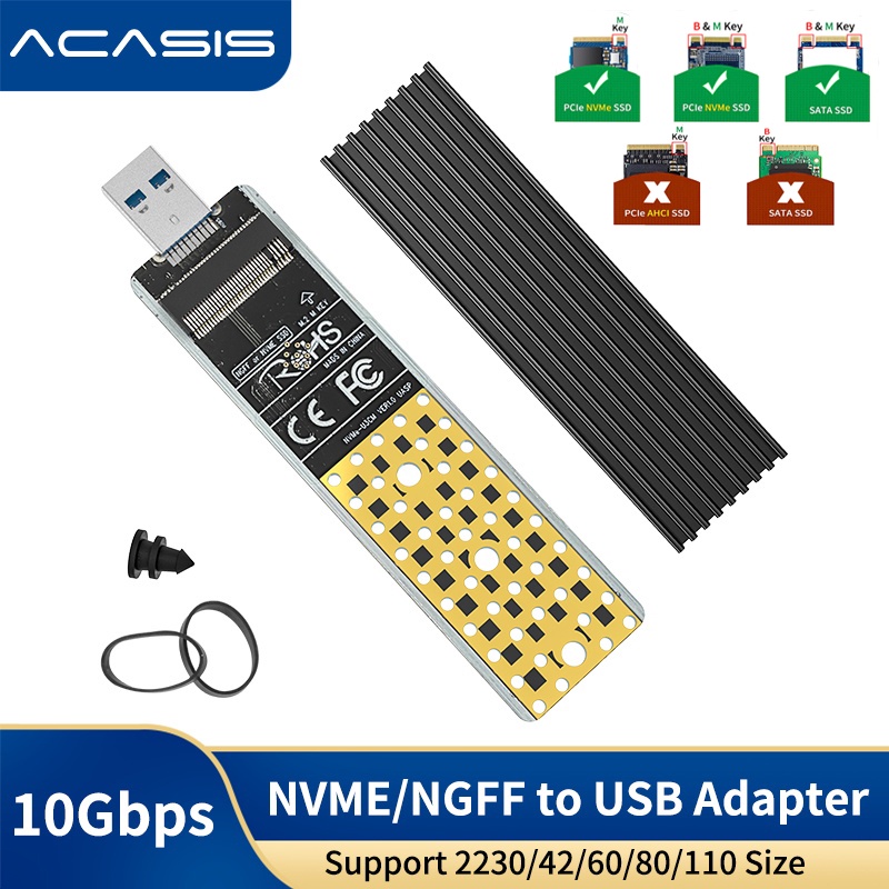 Bộ Chuyển Đổi Thẻ Nhớ SSD M.2 NVME / SATA Sang USB 3.1 Gen2 10 Gbps M Key Và B Cho 2230 2242 2260 2280 22110 SSD