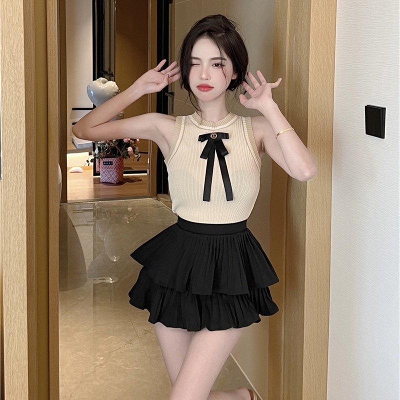 Áo Dệt Kim Sát Nách Cổ Tròn Dáng Ôm Thời Trang