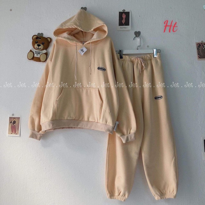 Bộ nỉ áo mũ Cotton logo Inde H2B