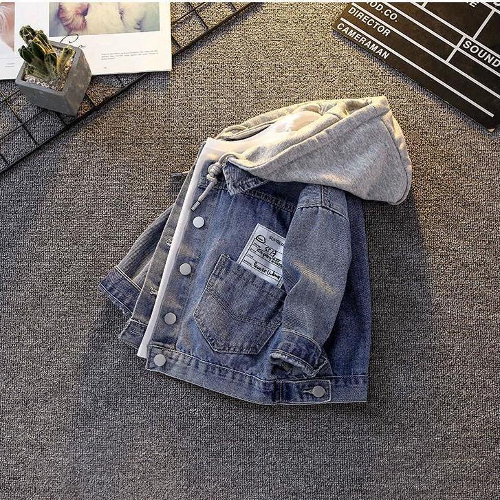 Áo Khoác Denim Có Mũ Phong Cách Hàn Quốc Thời Trang Xuân Thu Cho Bé Trai 2021