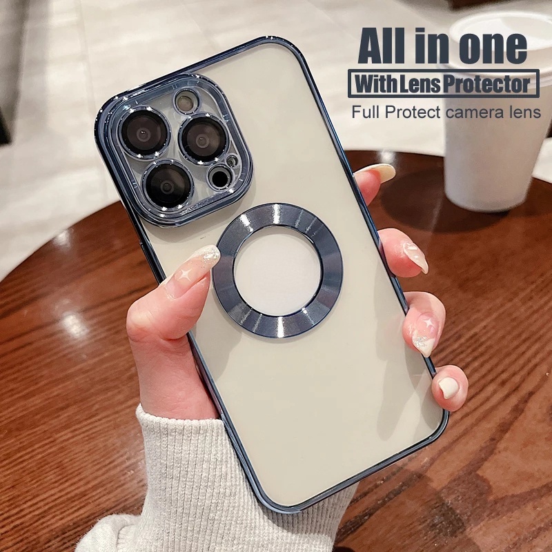 Ốp Điện Thoại Nam Châm Mạ 6D Sang Trọng Bảo Vệ Ống Kính Máy Ảnh Cho iPhone 14 11 Pro MAX 12 13 Pro MAX Sự Bảo Vệ