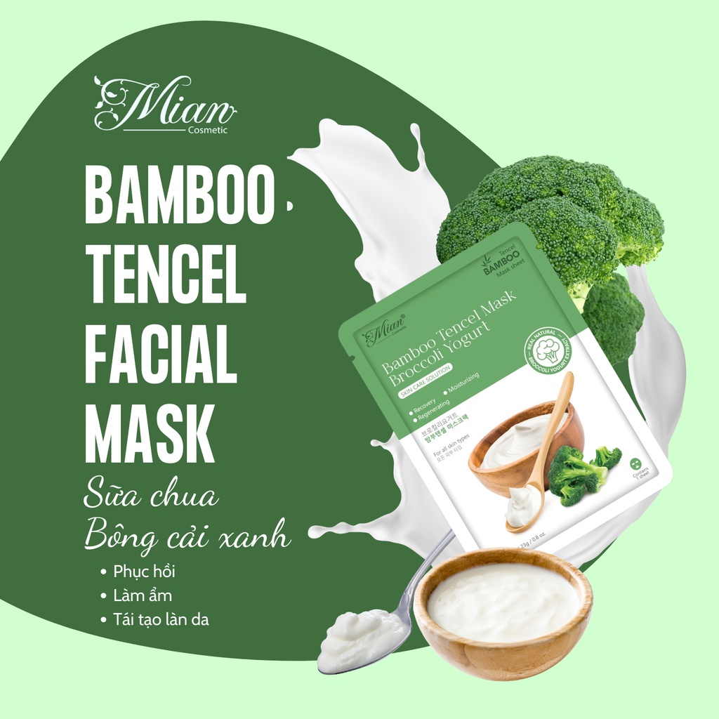 Mặt Nạ Dưỡng Da Bamboo Tencel  Mian Chiết Xuất Từ Bông Cải Xanh - Sữa Chua