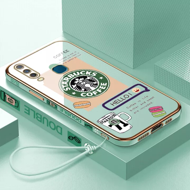 Ốp Điện Thoại Hình Vuông In Logo Starbucks Cho Vivo Y12 Y17 Y15 Y11 Y19 Y83 V9 V5 V5LITE Y66 Y67 T1