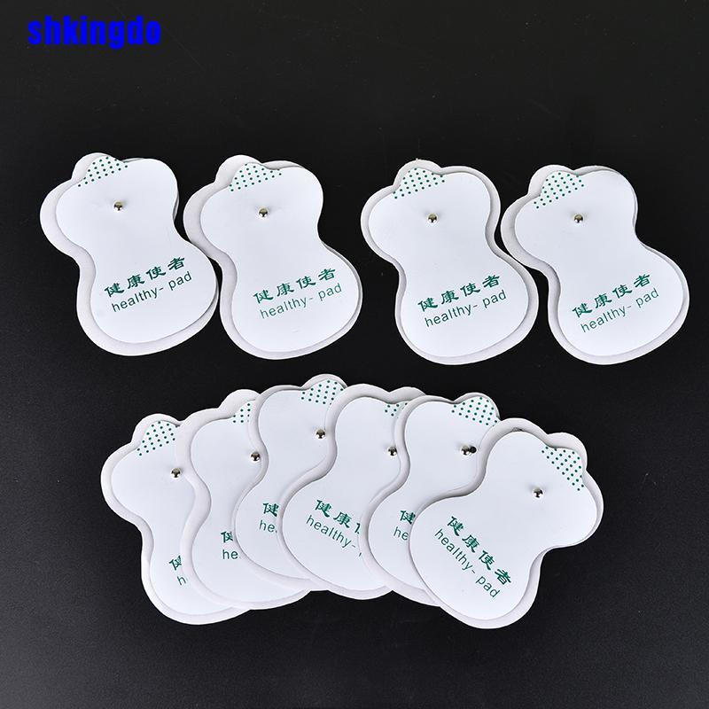 [Hàng mới về] Set 10 miếng đệm điện cực màu trắng cho máy mát xa kỹ thuật số