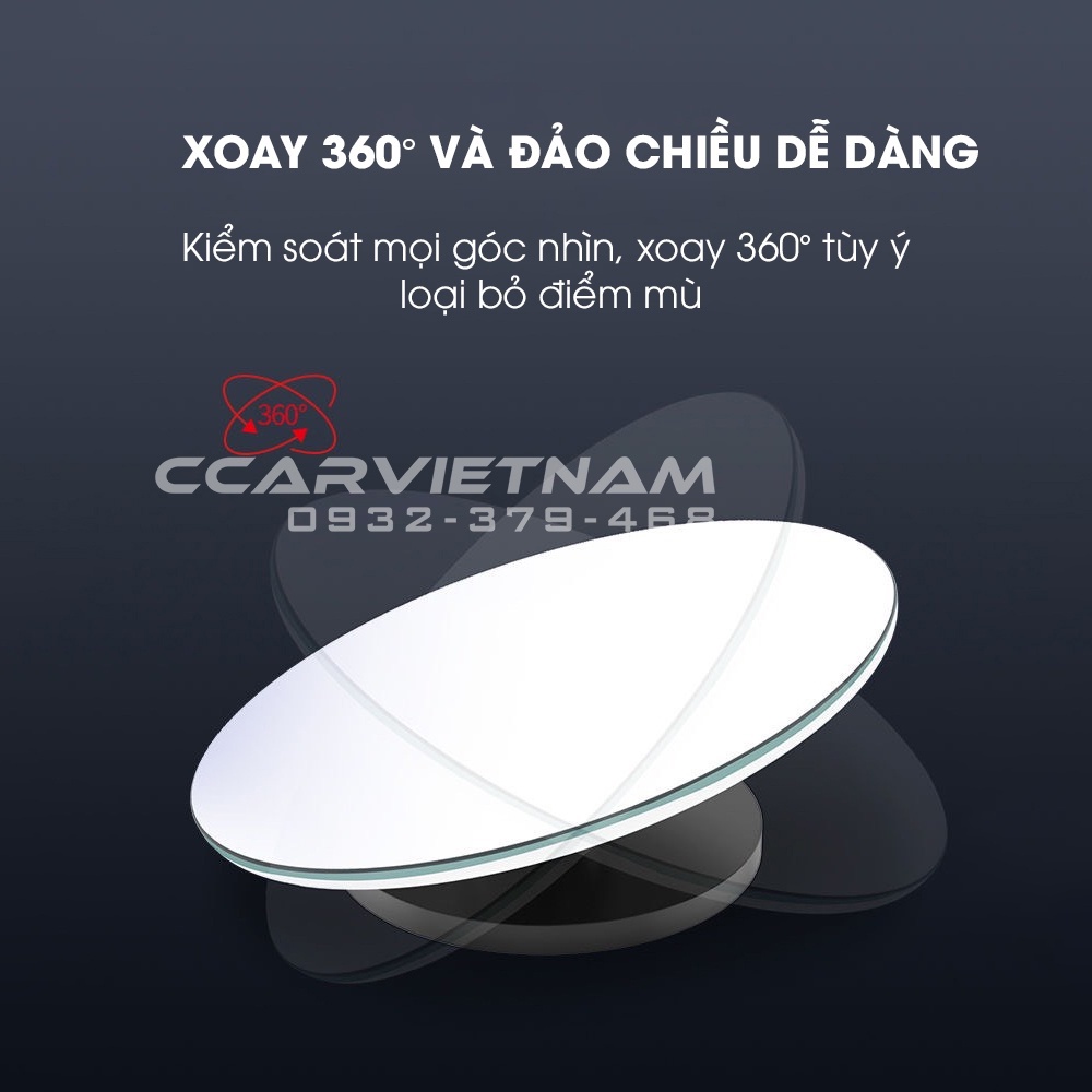 Gương Cầu Lồi Xoá Điểm Mù Ô Tô Xoay 360 Độ  - Kính Lồi Gắn Gương Chiếu Hậu Oto Cao Cấp Có Viền, Không Viền