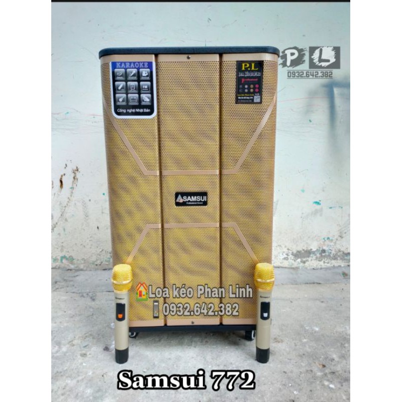 Loa kéo Sansui 772 bass 4 tất kèm 2 micro không dây