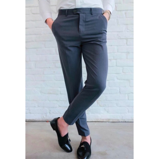 Quần âu nam xám đậm vải trượt không nhăn | BigBuy360 - bigbuy360.vn