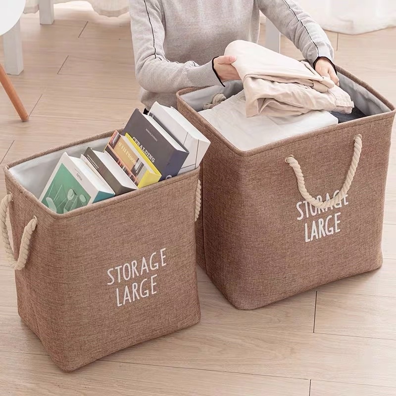 Thùng vải cát cứng đựng đồ Vintage dày dặn loại đẹp - Décor nhà Sò