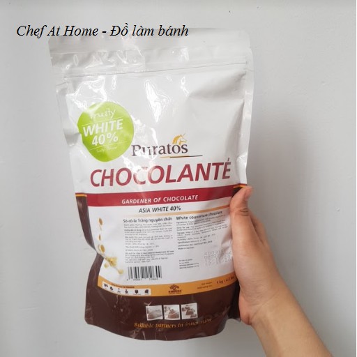 Socola nút trắng 40% Puratos [lẻ 100gr]