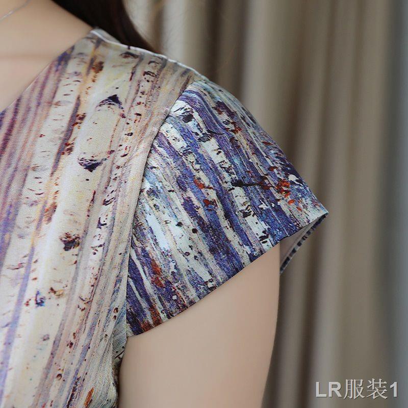 Váy lụa Hàng Châu cao cấp khí chất ngắn tay áo nữ 2018 mùa hè mớid