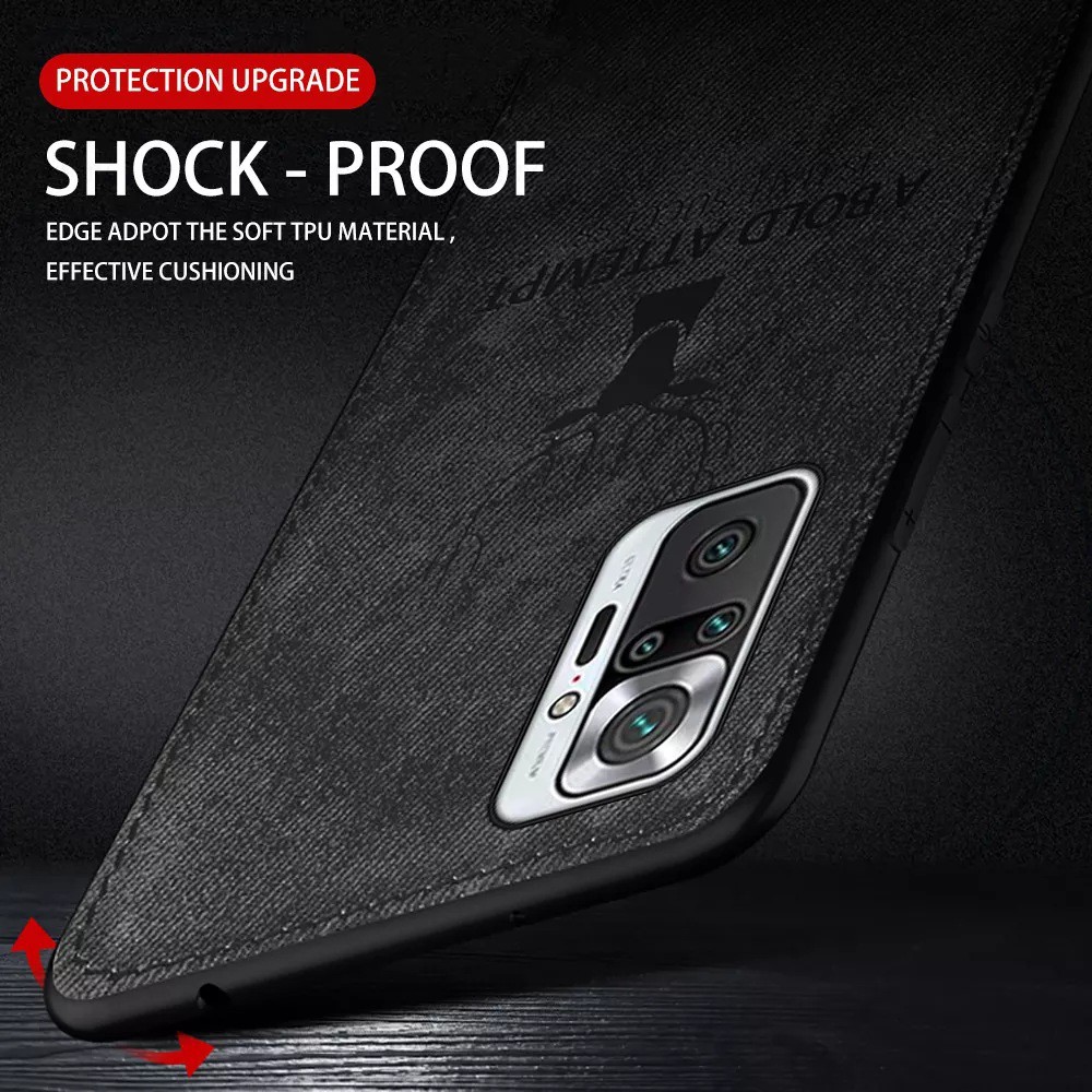 Ốp lưng Redmi Note 10 Pro chống sốc vải đầu hươu nai thời trang siêu bền