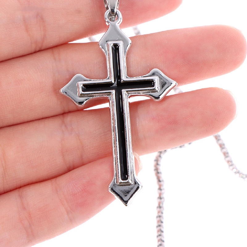 1 Vòng cổ Thép Titan Mặt Thánh Giá Chúa Jesus Phong Cách Hip Hop Cho Cặp Đôi