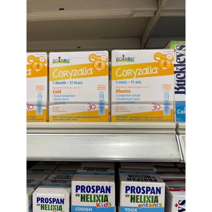 Muối uống vi lượng đồng căn Boiron Coryzalia cho bé giảm cảm lạnh, cảm cúm chuẩn Canada