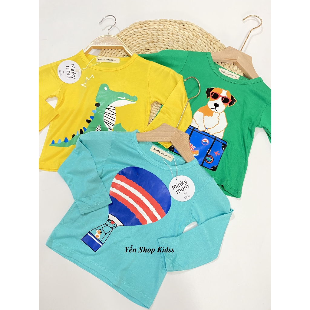 Sale!! Áo Dài Tay Minky Mom Chất Thun Lạnh Cực Đẹp Cho Bé_Họa Tiết (Chó Đeo kính) (SP001196 )