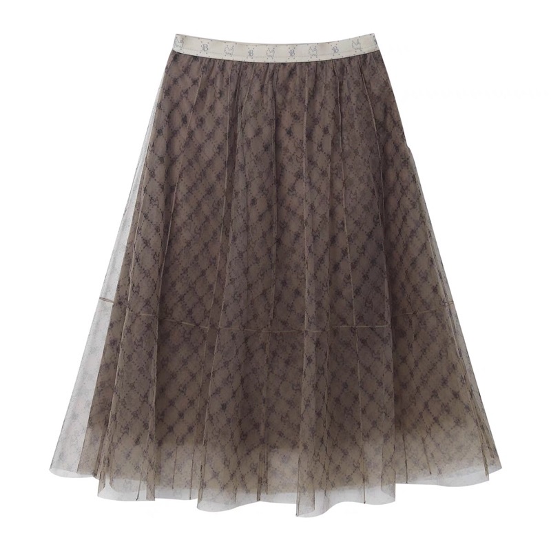 Chân váy nâu ren lưới Peacebird