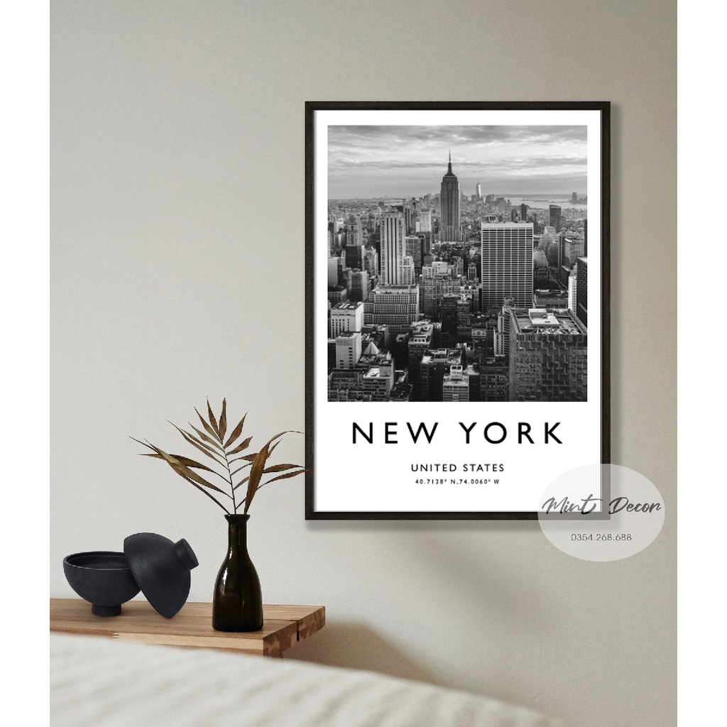 Tranh Treo Tường Thành Phố Nổi Tiếng Paris London New York - Tranh Canvas Trang Trí Nhà, Cửa Hàng, Homestay