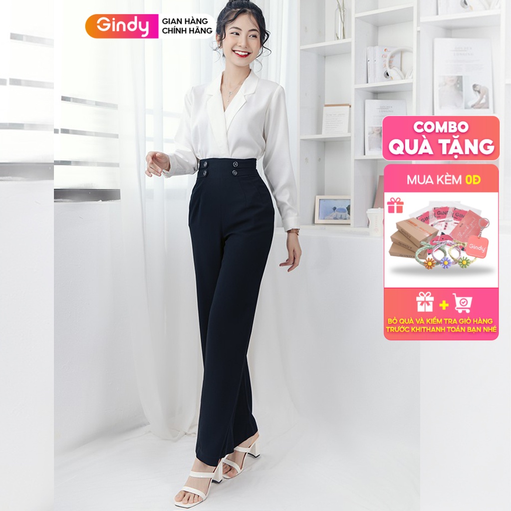 Quần tây GINDY ống rộng chất liệu tuyết mưa có độ co dãn, không quá dày cũng không quá mỏng, bền màu, không nhăn Q20032