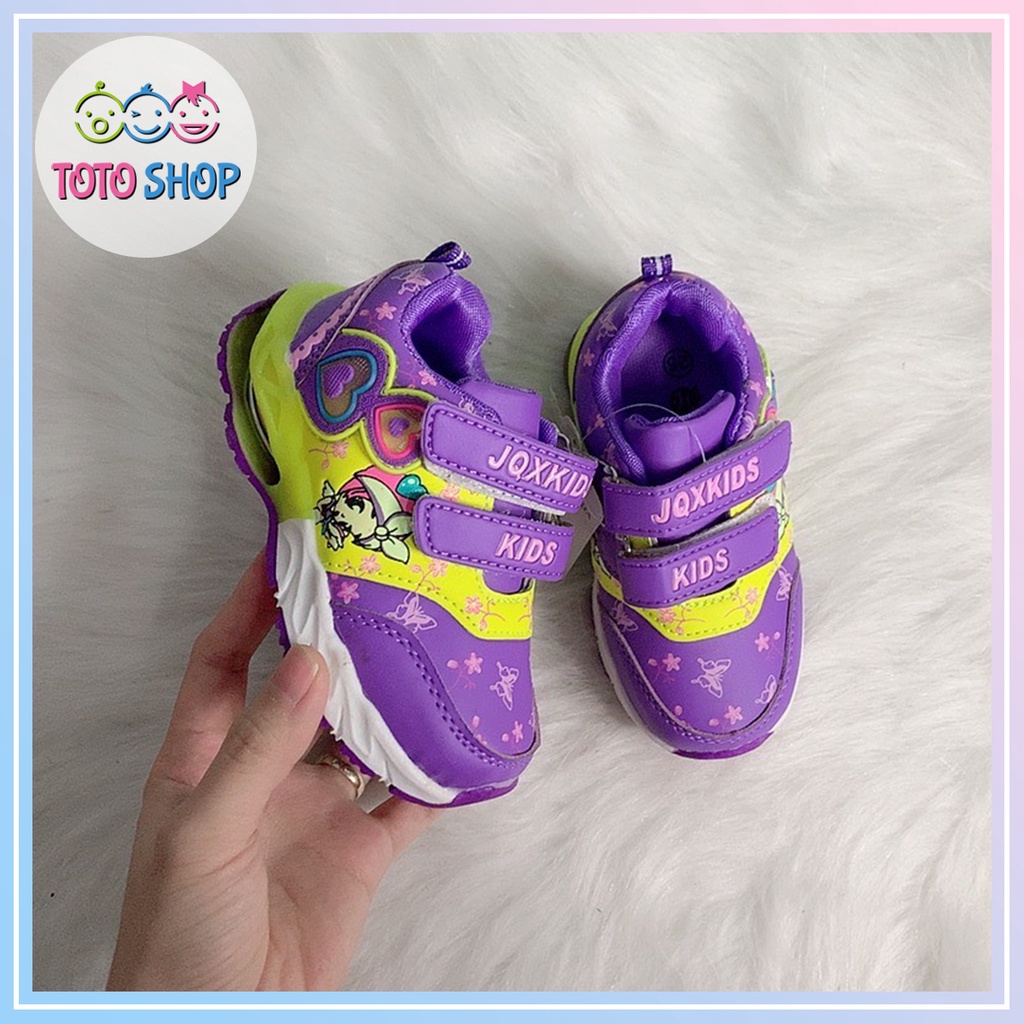 Giày thể thao in hình công chúa có đèn cho bé gái hàng Quảng Châu fullbox