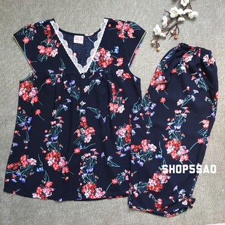 Đồ bộ tole - Đồ bộ lanh lửng cao cấp, cổ tim phối ren (45-58kg)