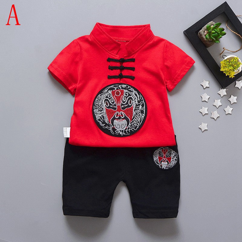 Set áo thun + quần short phong cách Trung Hoa cho bé