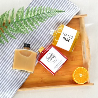 Combo 5 Chai thủy tinh dẹt vuông 250ml nắp nhôm đen