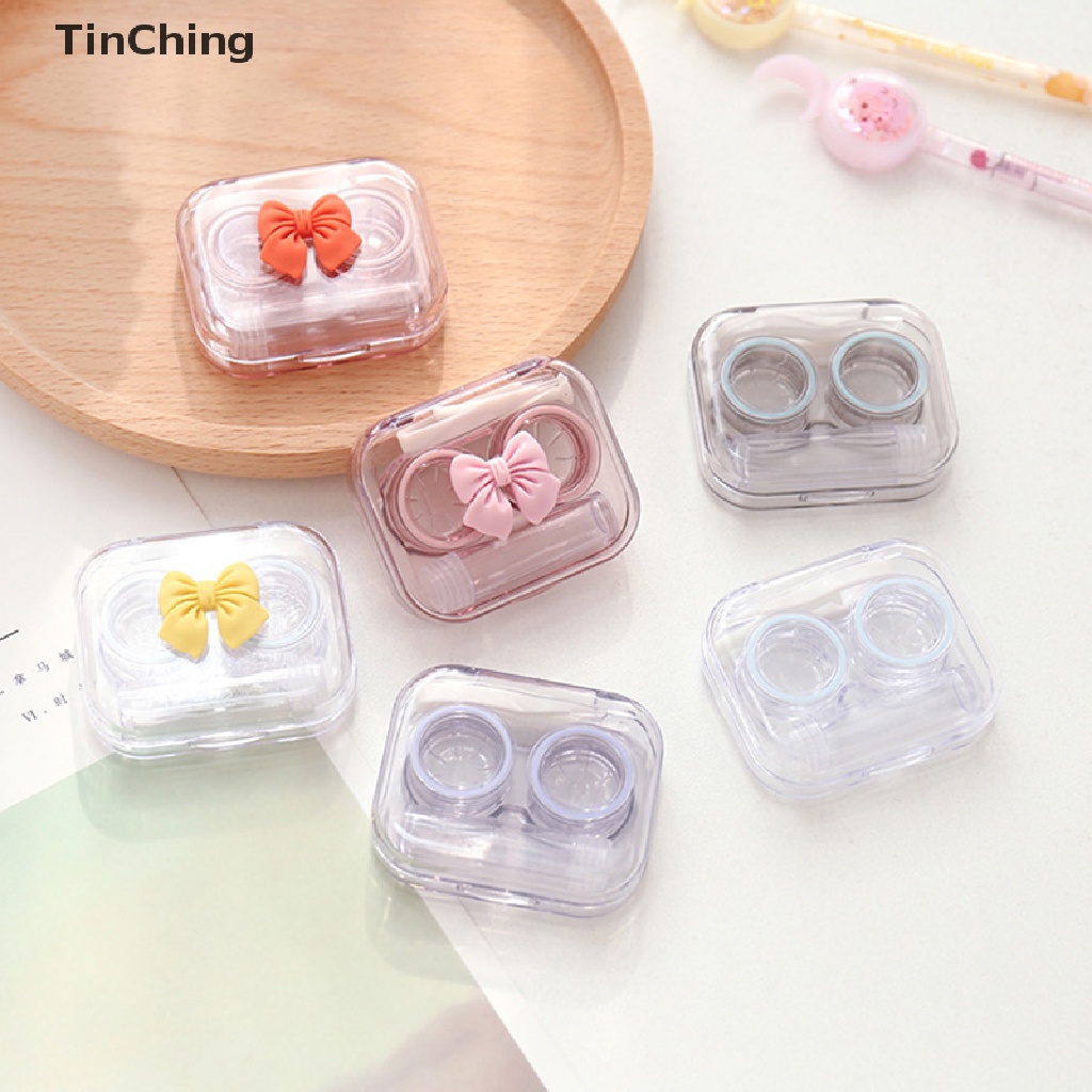 Hộp đựng kính áp tròng bằng nhựa trong suốt kèm nhíp tiện dụng