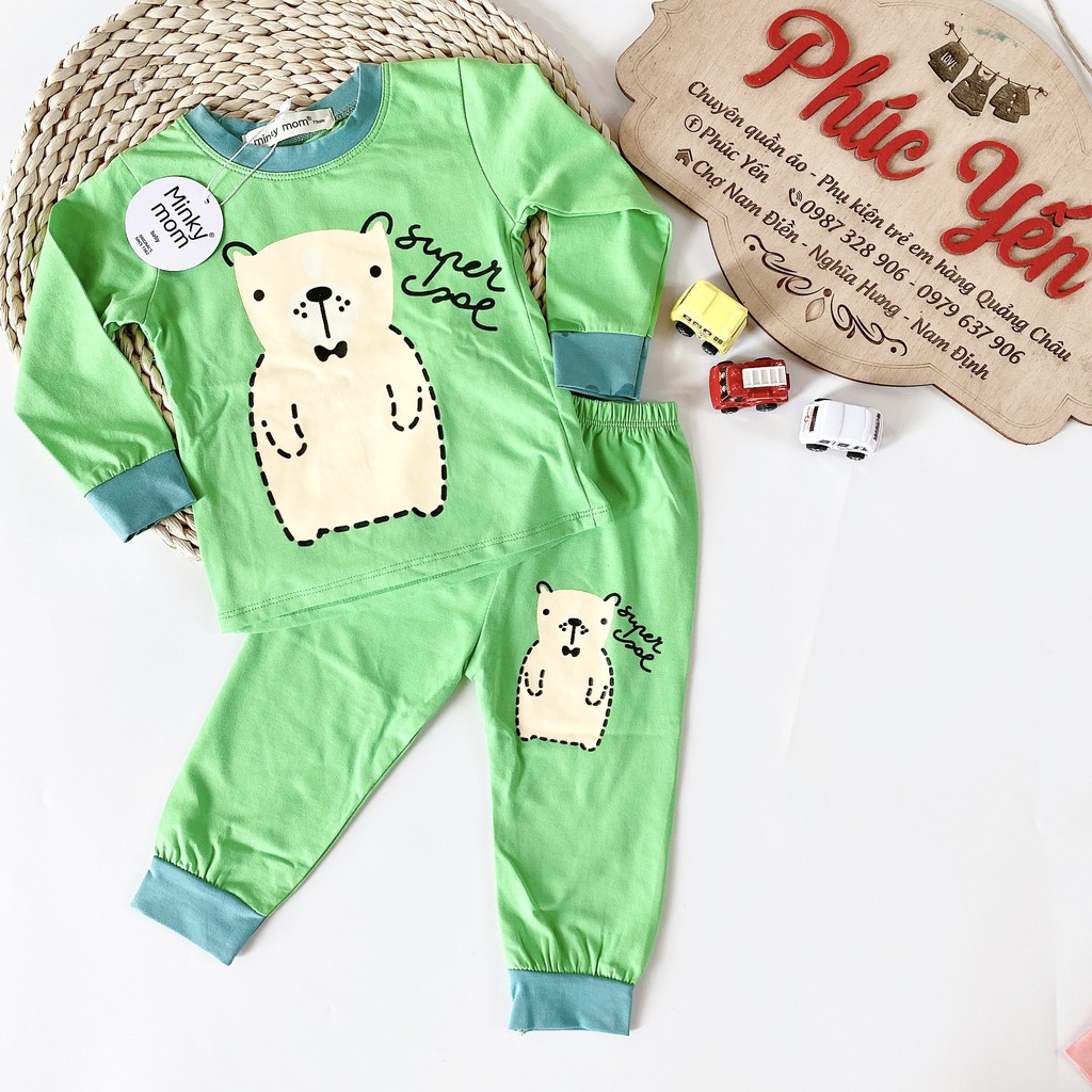 Sale !!! Bộ Dài  Minky Mom Cotton 100 % In Họa Tiết Ngựa Trắng-Super ( Sz 7-19kg) (SP001329)