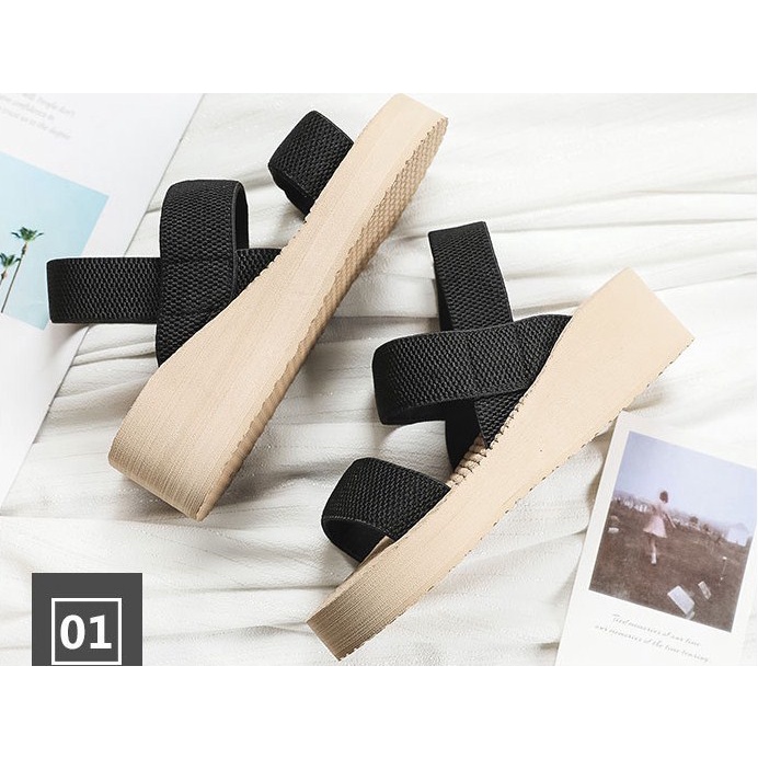 Sandal cao gót nữ quai vải mềm mại đế cao su vân cói chống trơn trượt nhẹ, êm chân DN41