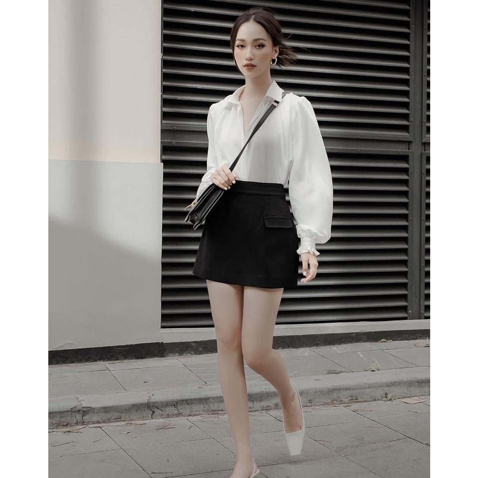 [Mã FAMARAL1 giảm 10K đơn 50K] ÁO SƠ MI LỤA TẰM CỔ V TAY BÈO