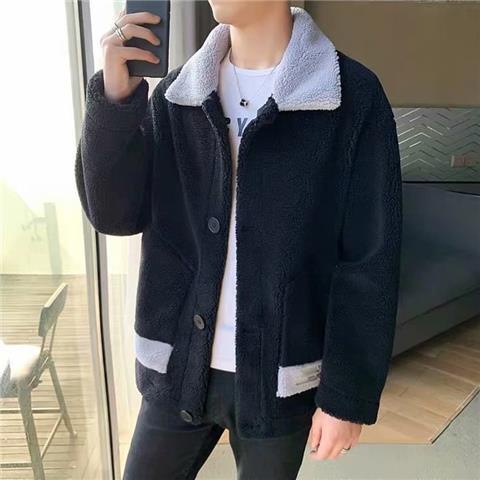 Áo Khoác Len Lông Cừu Dày Dặn Giữ Ấm Thời Trang Trẻ Trung Cho Nam