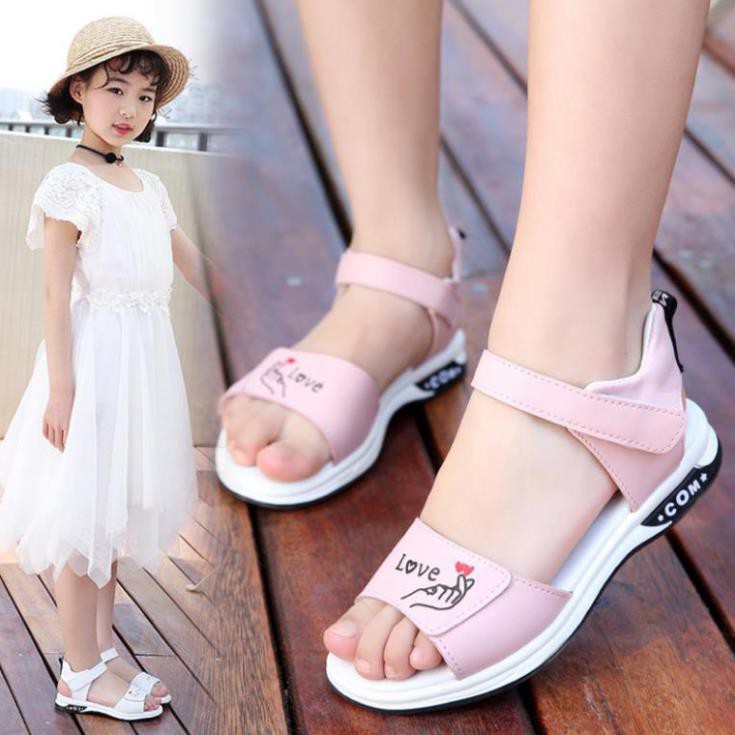 Dép sandal bé gái da mềm, êm chân, phong cách Hàn Quốc AE6, size to 30-37, hàng cao cấp