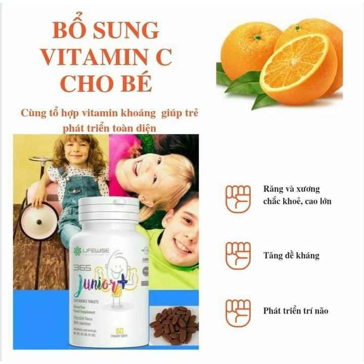 [ CHÍNH HÃNG ] - LifeWise #365 Junior+, viên socola bổ sung dinh dưỡng,  hỗ trợ sức khỏe cho mẹ và bé - Hộp 60 viên