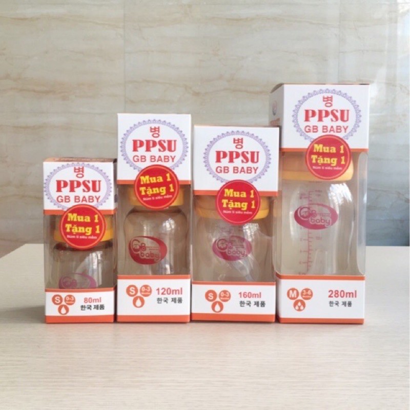 Bình sữa PPSU - Gb Baby(120ml) cổ hẹp. Có van chống sặc