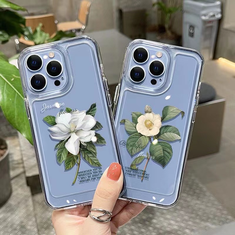 Ốp Điện Thoại Trong Suốt Hình Hoa Nhài Không Gian Cho iphone 11 13 7 8 Plus 12 13Pro Max X XS Max 7 8 SE 2020