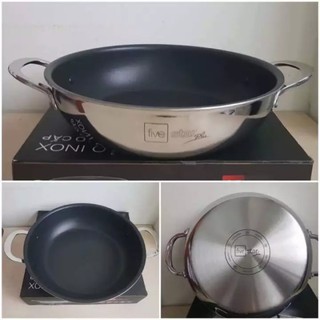 Chảo chống dính inox 430 Fivestar 2 quai 18cm.Tặng 5 muỗng inox.