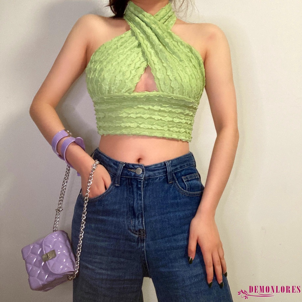Áo yếm nữ không tay cổ chữ v đan chéo thời trang quyến rũ