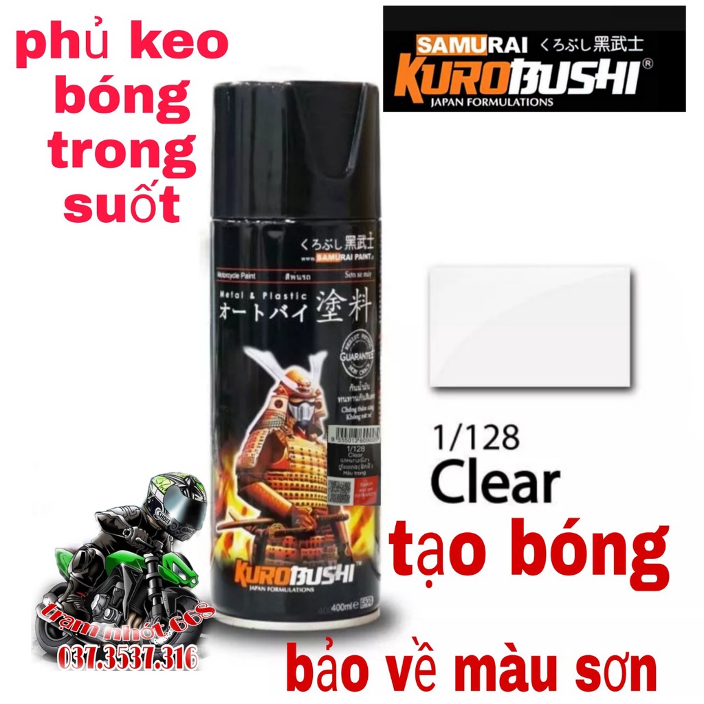 SƠN SAMURAI CHAI PHỦ KEO BÓNG TRONG SUỐT MÃ MÀU 1/128 TẠO BÓNG VÀ BẢO VỆ MÀU SƠN