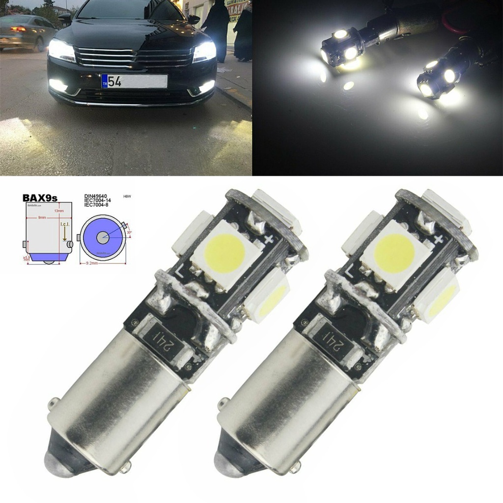 2x H6W 434 Bax9s Canbus LED Đỗ Xe Bên Đèn Báo Bóng Đèn Xenon Trắng