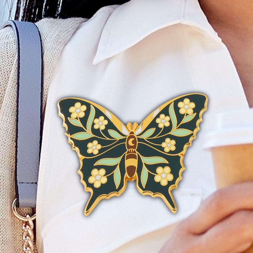 Ghim Cài Áo Tráng Men Hình Bướm / Côn Trùng Hoạt Hình Dễ Thương Làm Quà Tặng Cho Bé