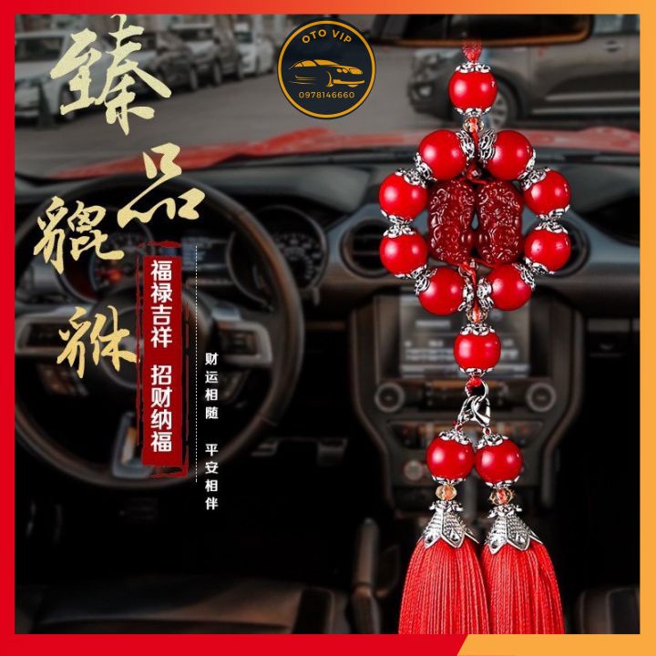 Khánh treo gương xe ô tô vòng ngọc đỏ- Ngọc Đôi Tùy Hưu Đỏ Phong Thủy Đem Tài Lộc Và May Mắn Cho Xế