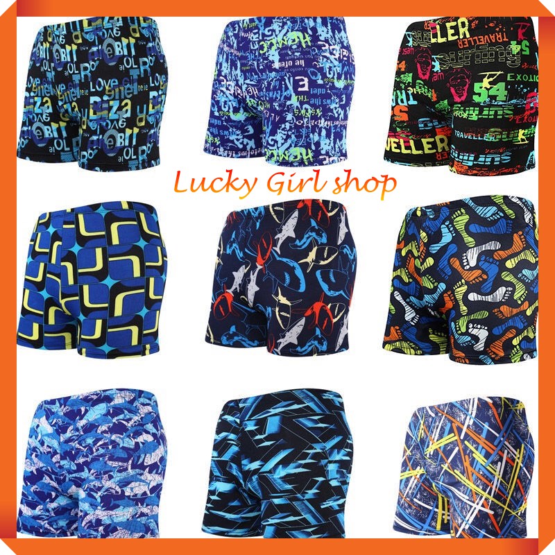 [GIÁ SỐC] Quần Bơi Nam In Hoạ Tiết Vải Thun Co Giãn Tốt Mỏng Nhẹ Mau Khô Đủ Size - Lucky Girl shop